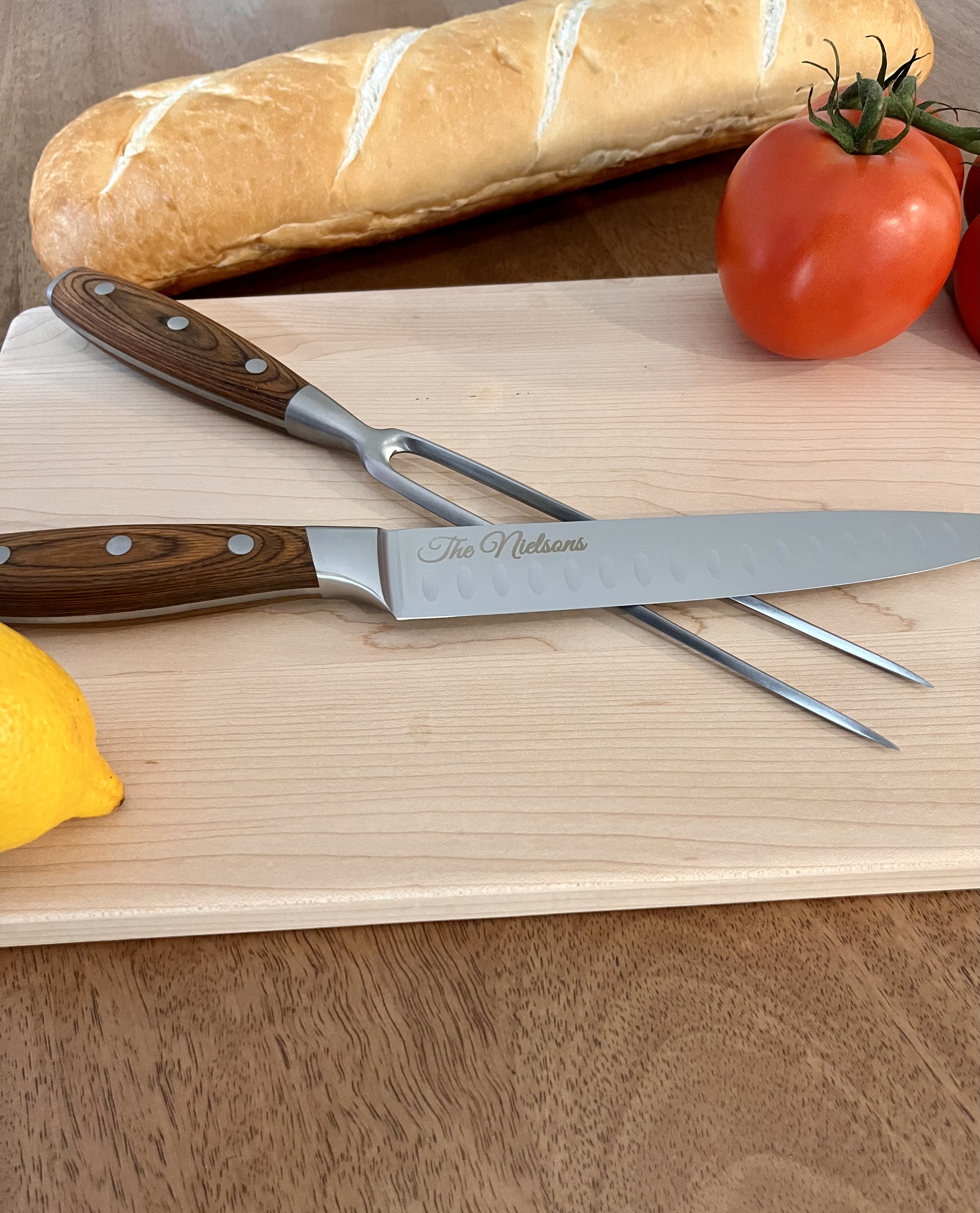 Engraved Carving Knife & Fork Set